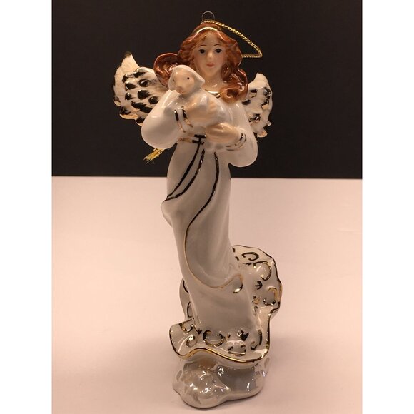 unknown Other - Vintage Lenox Angel Christmas Ornament White Porcelain Gold Tone Holiday Decor